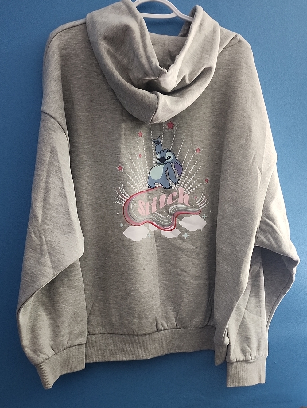 Disney X Skinny Dip Stitch Graphic Gray Hooded Sweatshirt